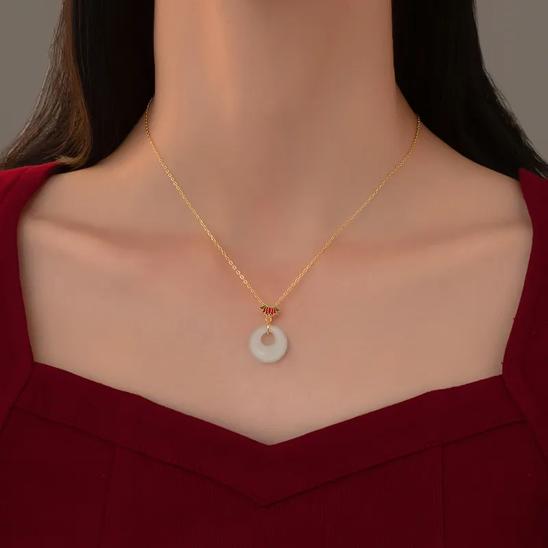 Royal Heaven's Choice Hetian Jade Necklaces Pale Greenish White Jade Unisex-2
