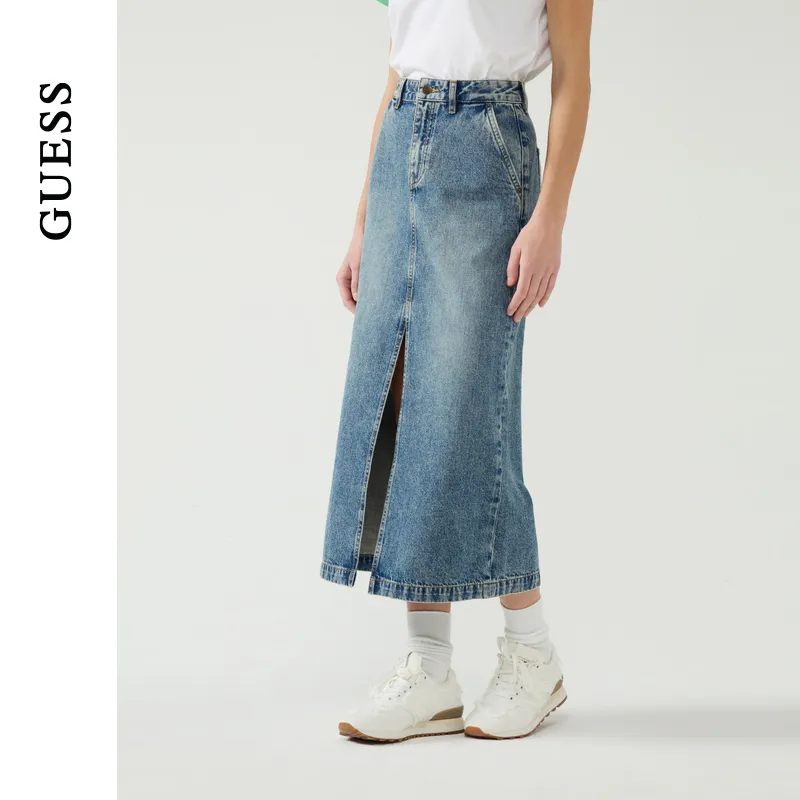 GUESS Denim Long Skirts Women's Denim Blue-3