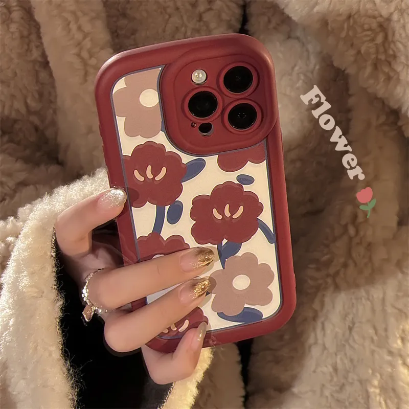 QIZHENG ABS+PC Material Artistic Windflower Phone Case Compatible With Apple 16 Pro Max/15/14/13/12/11-3