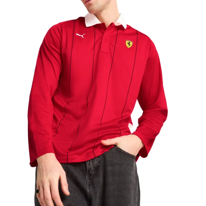 PUMA Scuderia Ferrari Race Long Sleeve Polo Shirt Men's Red-2