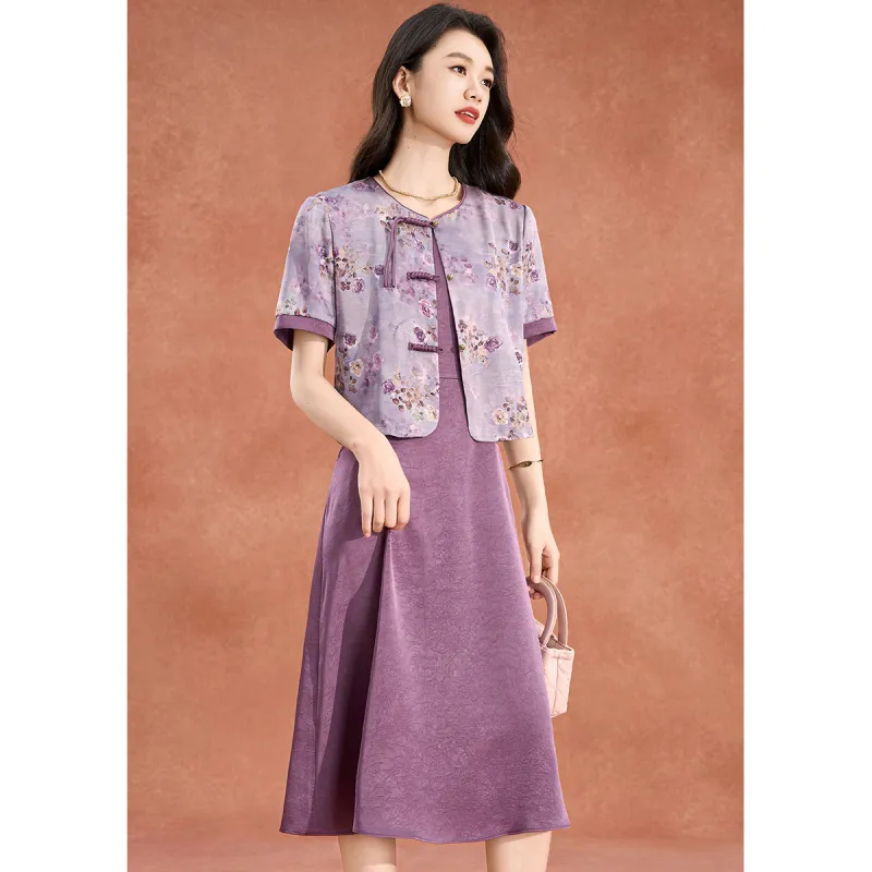 Mylan Two Piece Skirt Sets Women's Purple-3