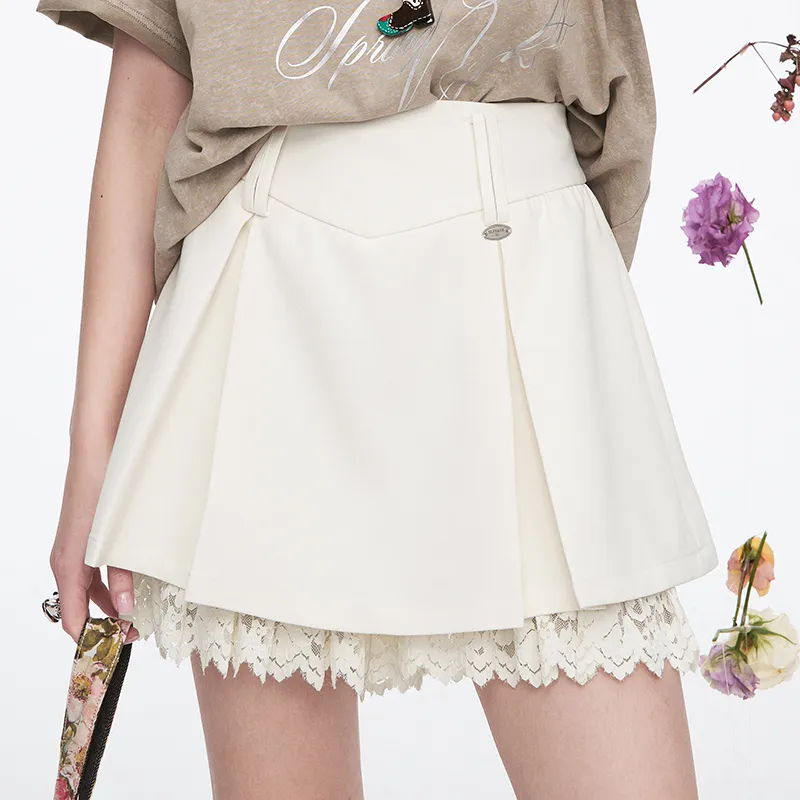 ELF SACK Casual Short Skirts Women's Atmospheric Ecru-4