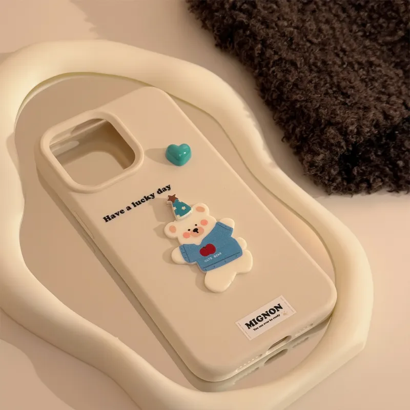 Cuttlefish Grid TPU Material INS 3D Effect Heart Animal Cartoon Phone Case Compatible With Apple 16/15/14/13/12/11-6