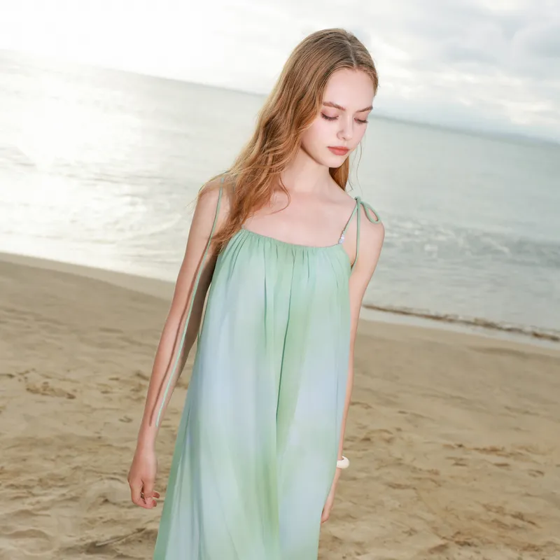 3COLOUR Slip Dress Women's Green Blended-5