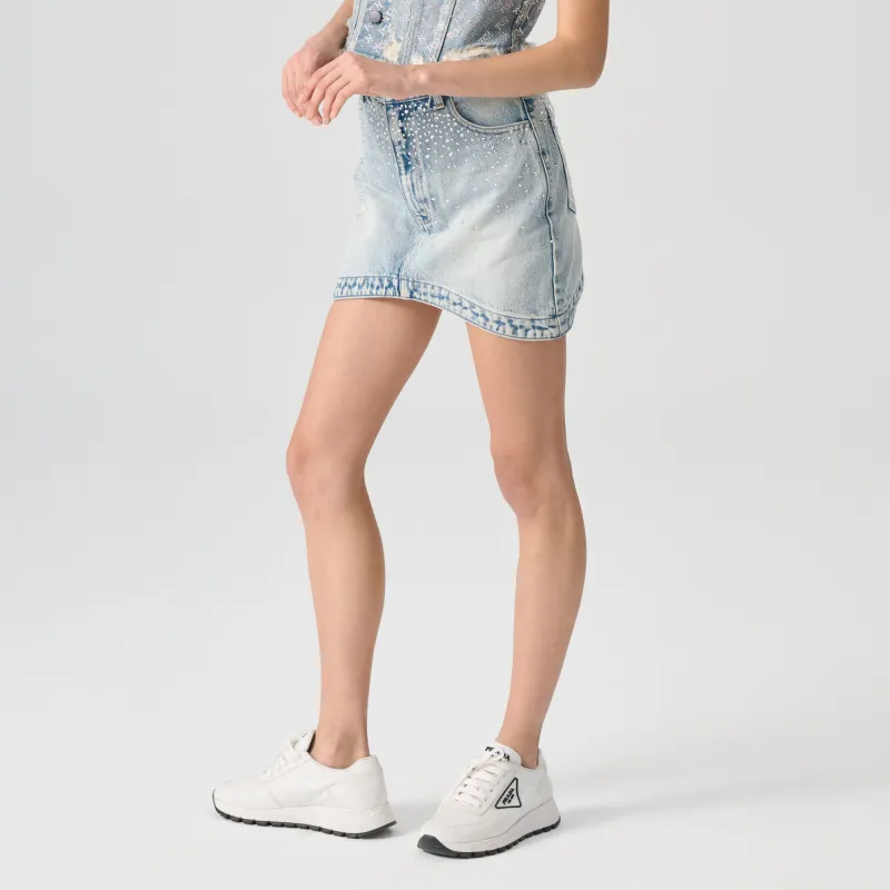 TCH Casual Short Skirts Women's Denim Blue-3