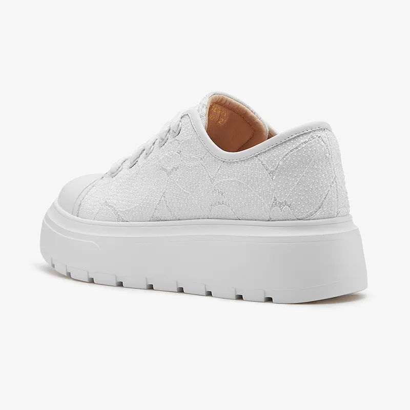 Le Saunda Lightweight Height Increasing Low Top Casual Shoes Women's Ecru-2