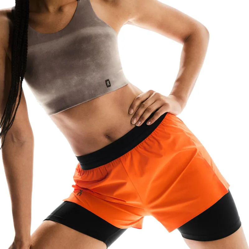 On Performance Sports Shorts Women's Orange Red-3