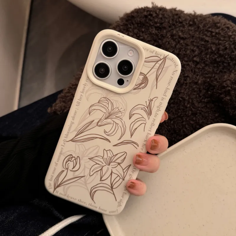 Cuttlefish Grid TPU Material Ins Manuscript Magnolia Floral Creative Phone Case Compatible With Apple 16/15/14/13/12/11-4