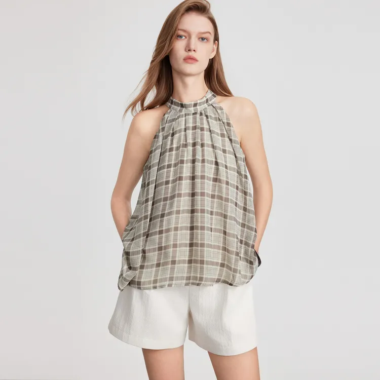 ELLE Shirts Women's Coffee Plaid-4