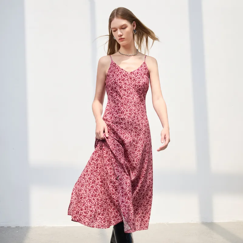 3COLOUR Slip Dresses Women's Rose Red Floral-5