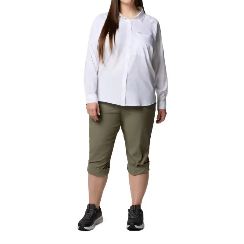 Columbia Leslie Falls Capris Casual Shorts Women's Stone Green-3