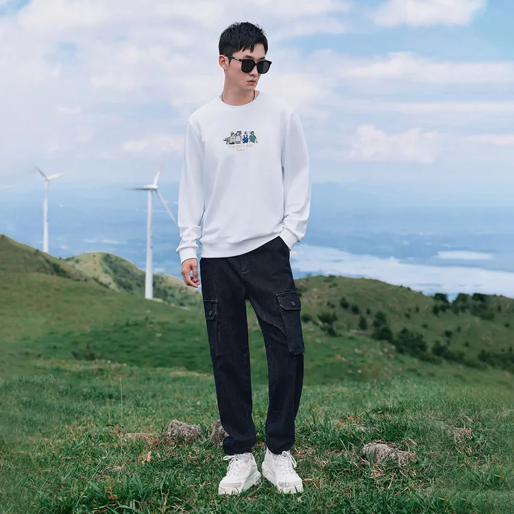 Cabbeen Sweatshirts Men Bleached 02-4