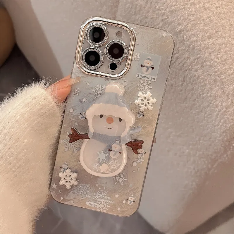QIZHENG ABS+PC Material Snowflake One Piece Phone Case Compatible With Apple 16 Pro Max/15/14/13/12/11-6