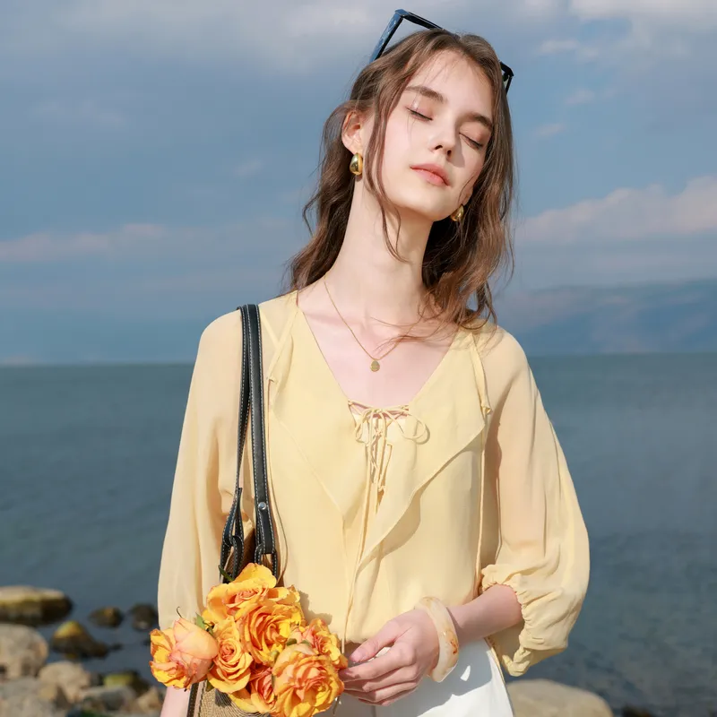 3COLOUR Shirts Women's Light Yellow-3
