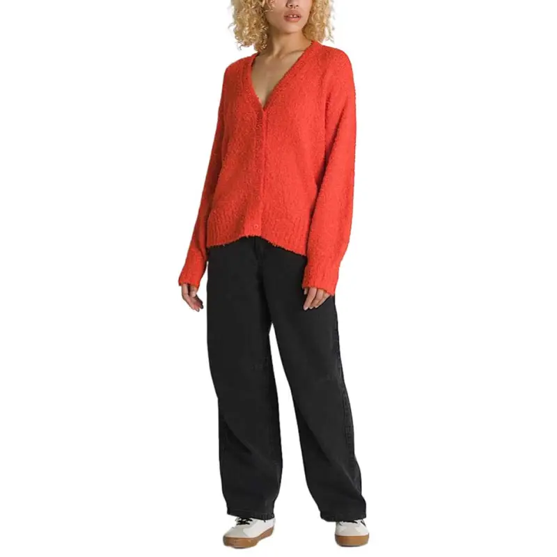 Vans Valerie Boucle Cardigan Sweater Women's Red-3
