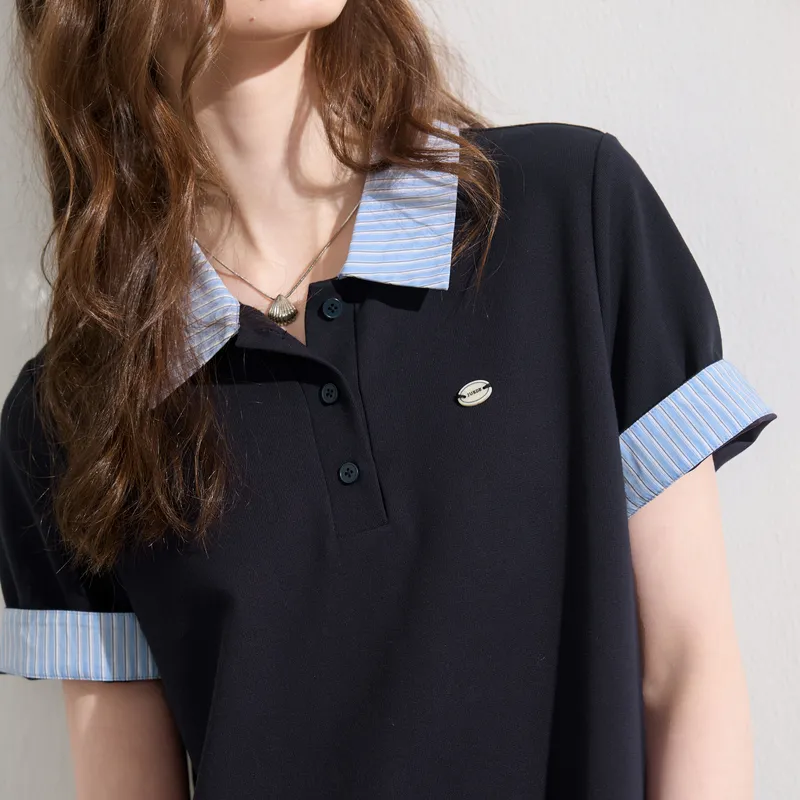 3COLOUR Short Sleeved Dress Women's Navy Blue-4