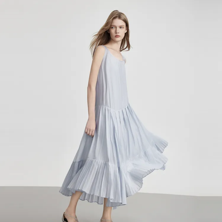 ELLE Slip Dresses Women's Gray Blue-2