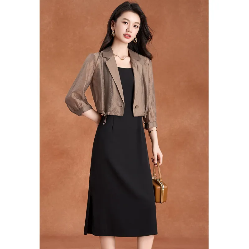 Mylan Two Piece Skirt Sets Women's Coffee-4