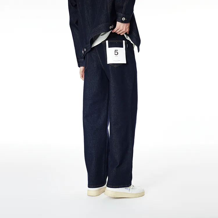 PEACEBIRD MEN Jeans Unisex Navy Blue-4