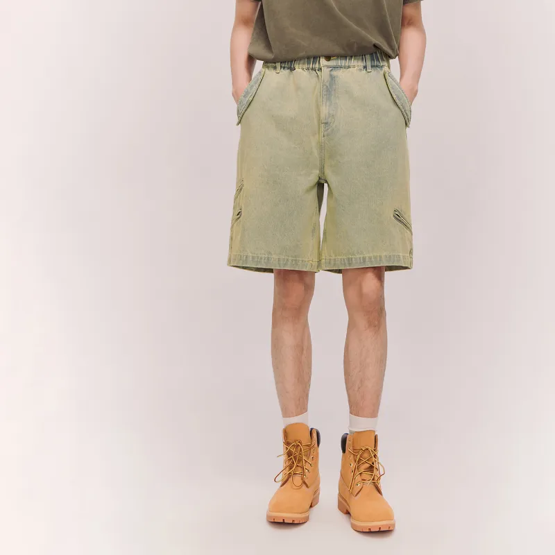 NO ONE ELSE Denim Shorts Unisex Denim Blue-2