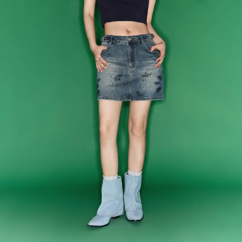 CHUU Casual Short Skirts Women's Denim Blue-3