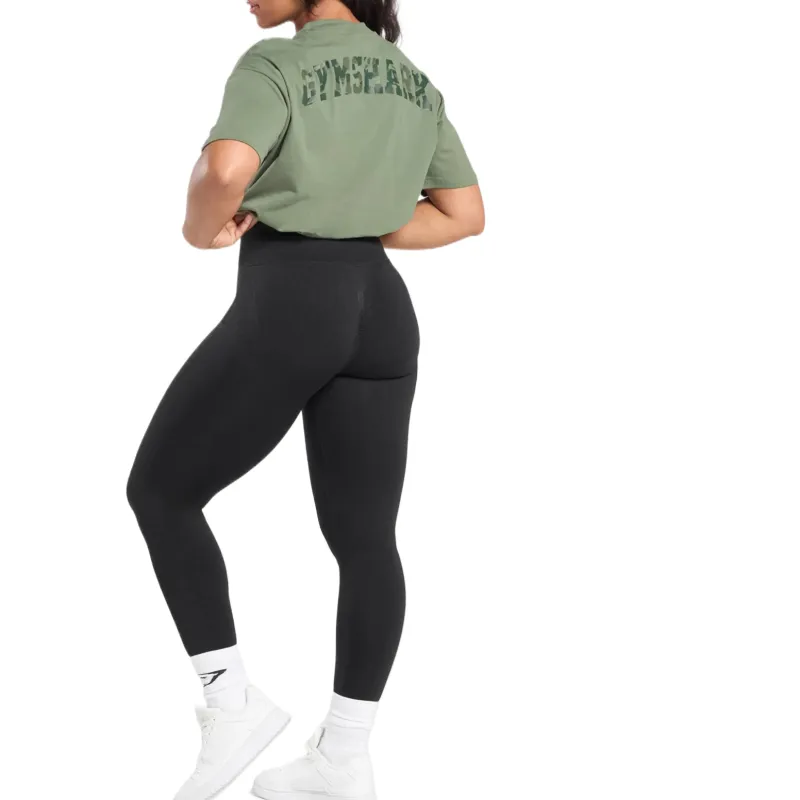 GYMSHARK Drop Shoulder Sleeve T Shirt Women's Primordial Green-3