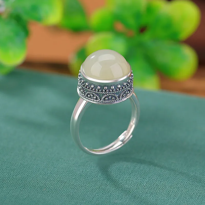 Royal Heaven's Choice Rings Pale Greenish White Jade Unisex-1