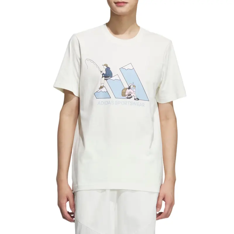 Adidas GRAPHIC SHORT SLEEVE T SHIRT T Shirt Unisex Jade White-1