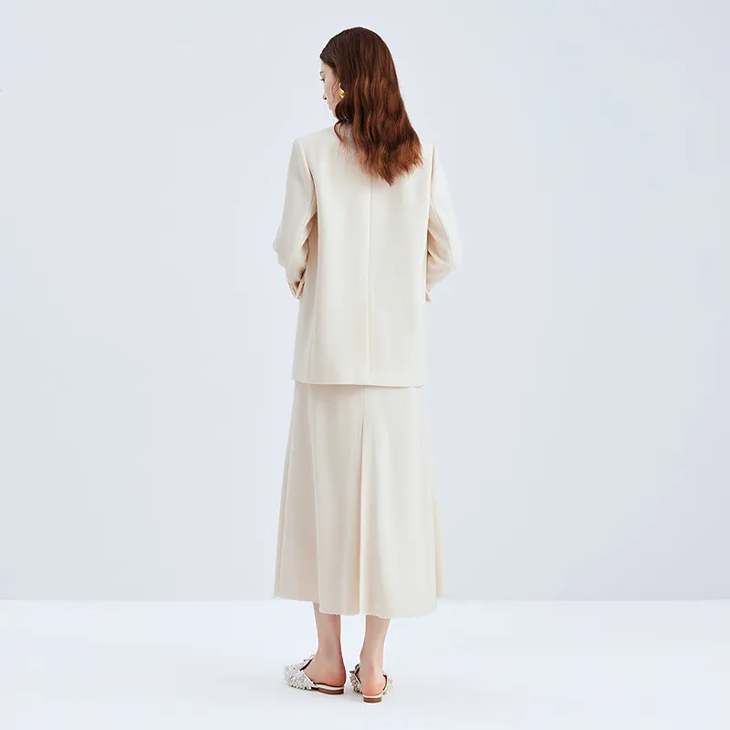 IDPAN Medium Length Coat Women's Ecru-4