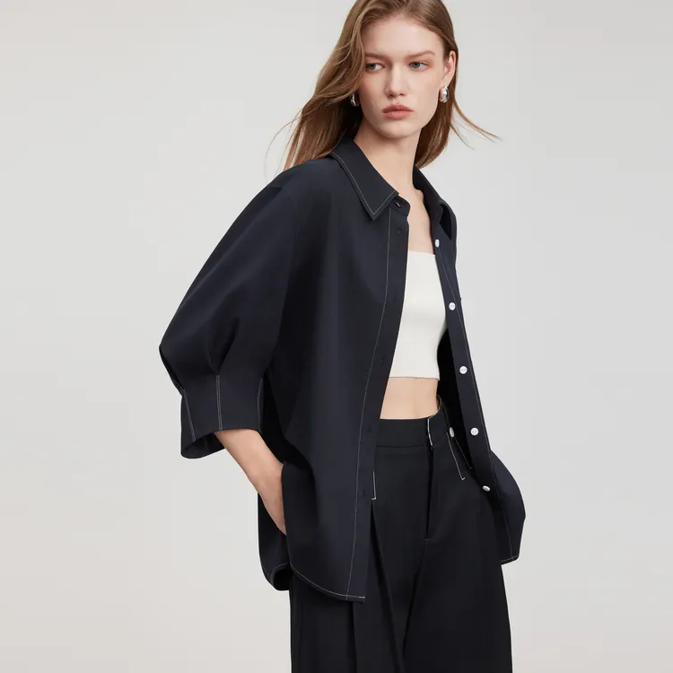 ELLE Shirts Women's Navy Blue-4