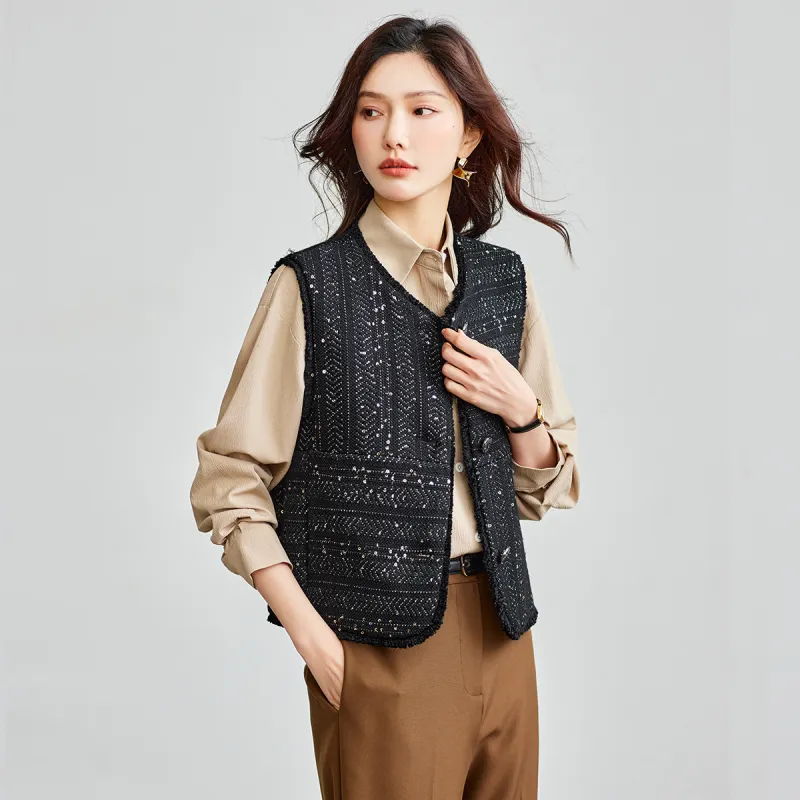 TERRE BLEUE Spring Fall Vest Loose Fit Women's-1