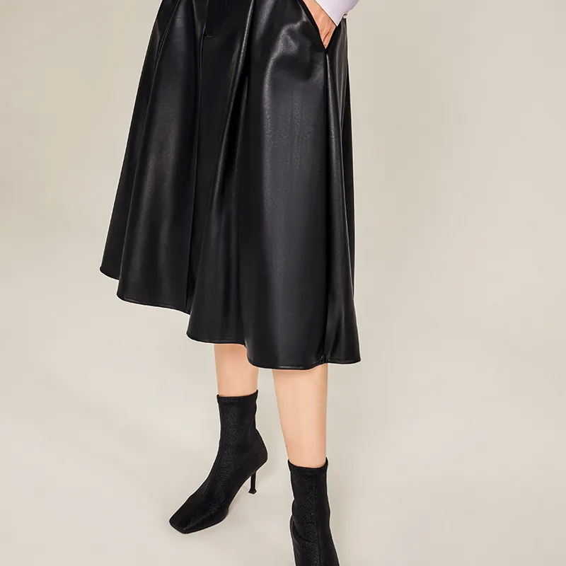 ELLE Leather Long Skirts Women's-8