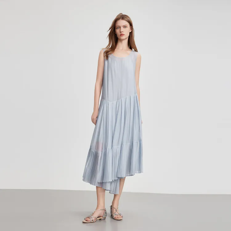 ELLE Slip Dresses Women's Gray Blue-3