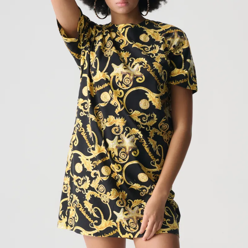 TCH Short Sleeved Dresses Women's Black Base Gold Logo-3