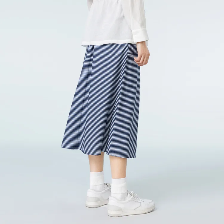 OVV Casual Long Skirts Women's Navy Blue Stripes 52-3