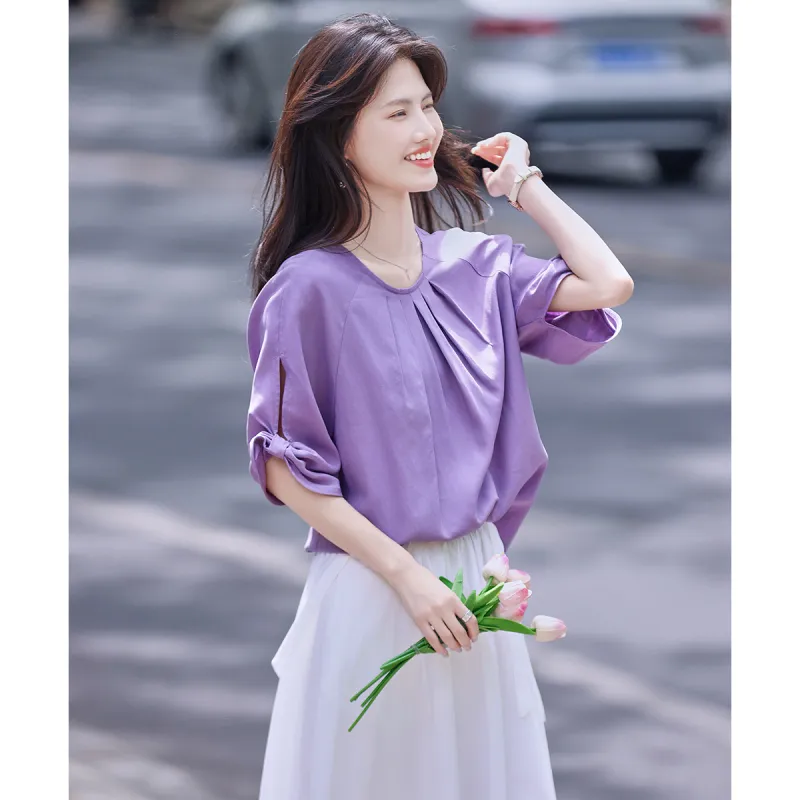 Still quiet Shirts Women's Purple-3