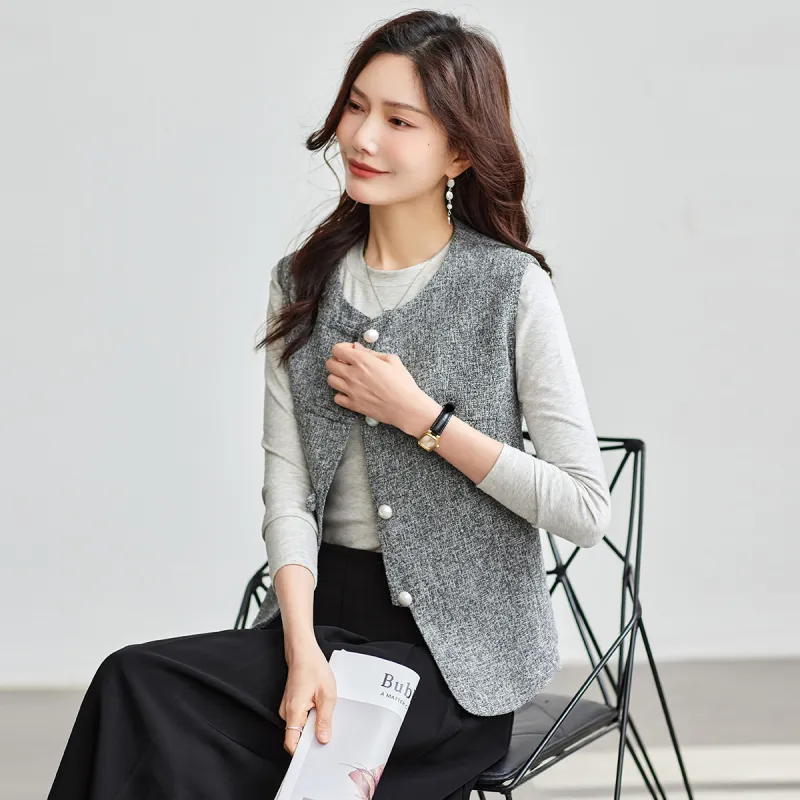 TERRE BLEUE Spring Fall Vest Loose Fit Women's-4
