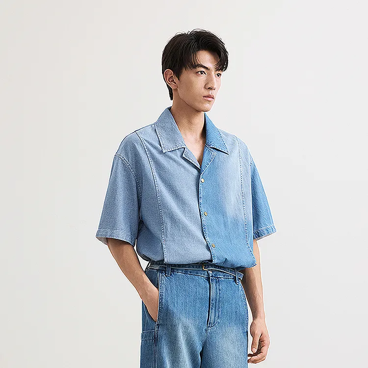CROQUIS Shirts Men 958 Denim Light Blue-4