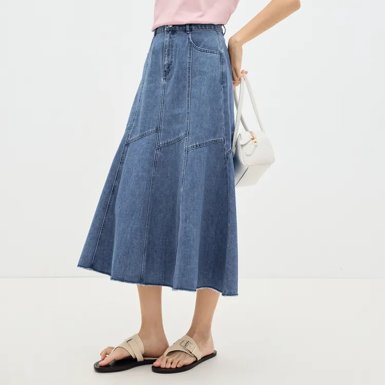 SHUIYUNJIAN Denim Long Skirt Women's-3