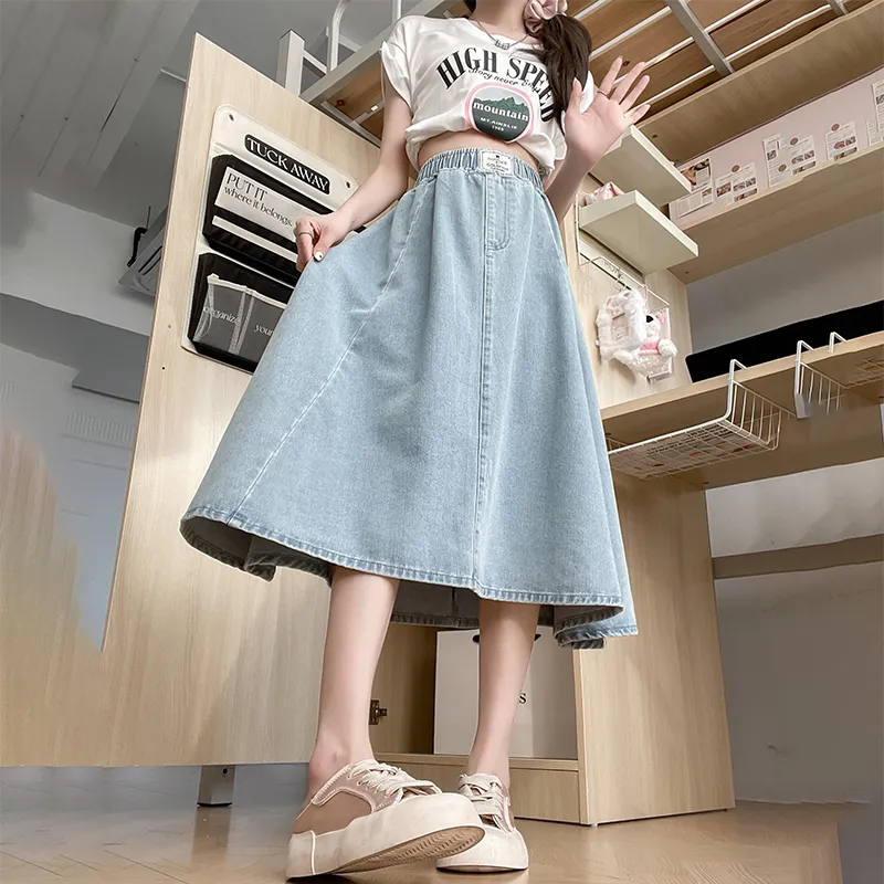 XIANSINIAO Denim Long Skirt Women's-2