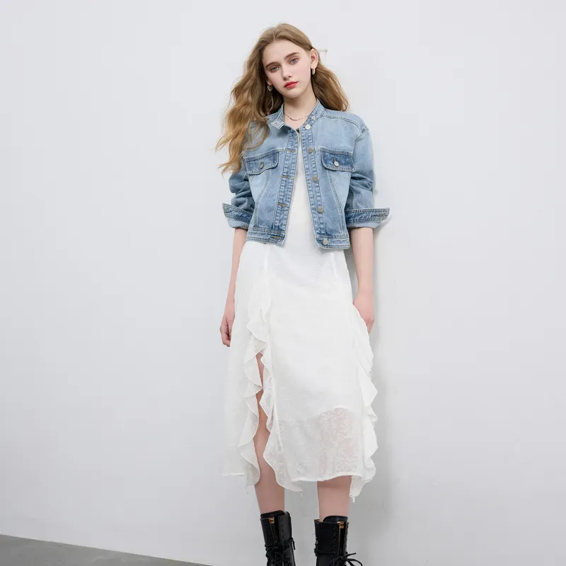 3COLOUR Denim Jacket Women's Sky Blue-4