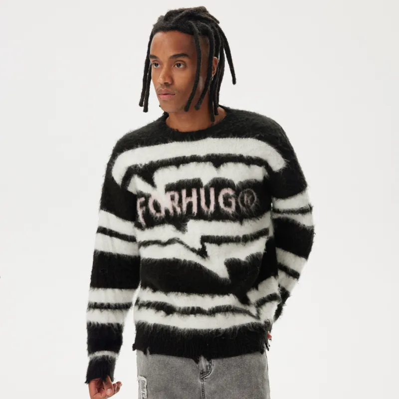 FORHUG Knitwear Unisex Black White Stripes-3