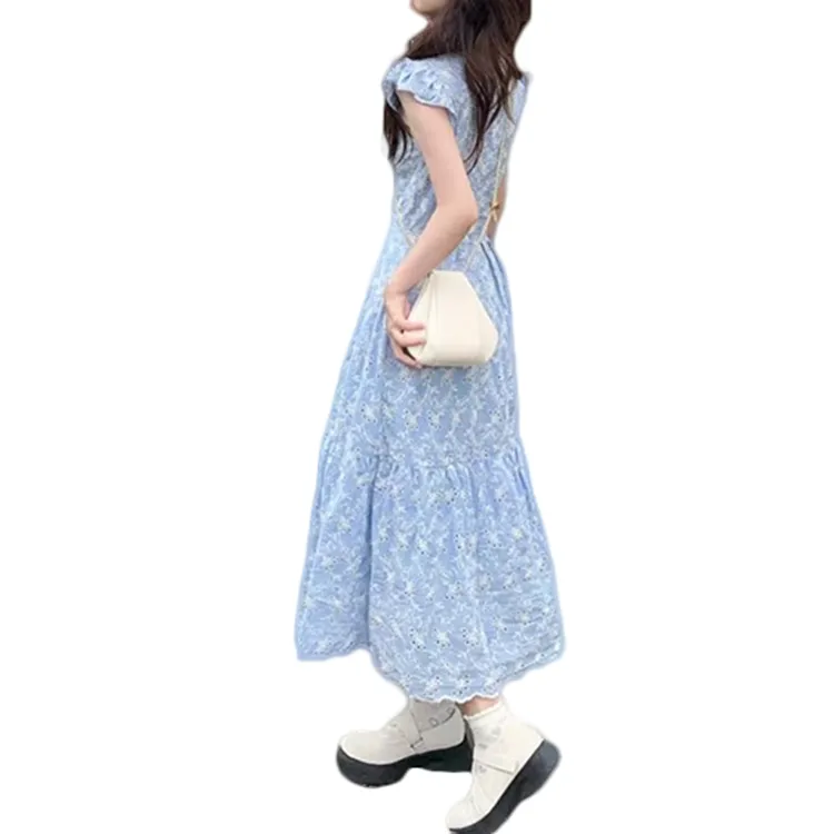 GLEE DIARY Short Sleeved Dress Women's Blue-1