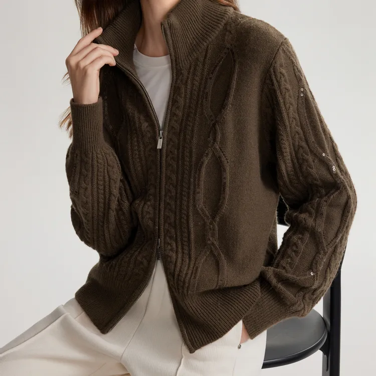 ELLE Sweaters Women's Coffee-2