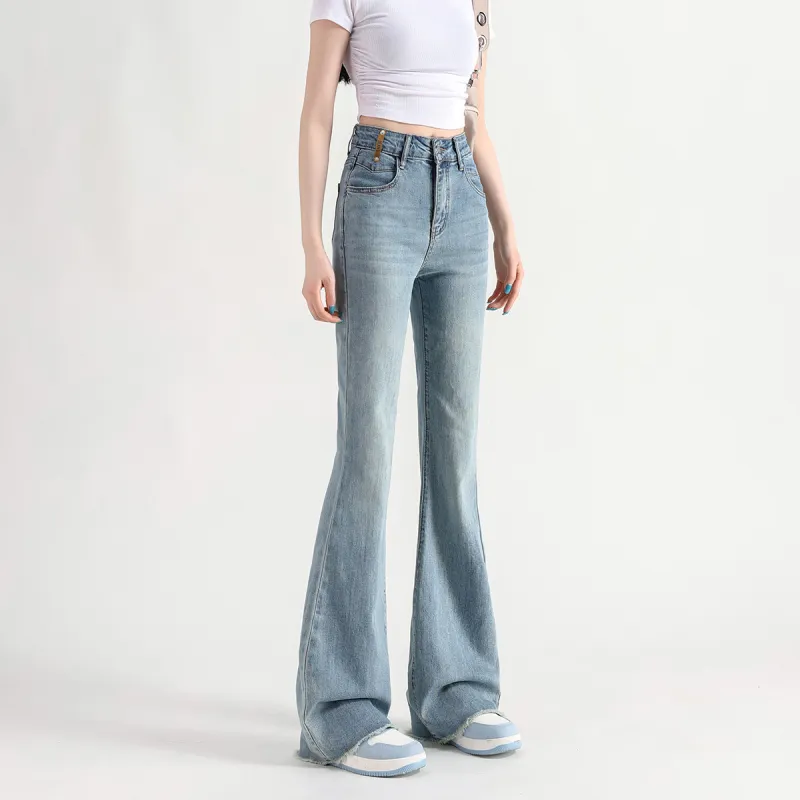 FAWENXIANGZI Spring, Fall Jeans Slim Fit Women's Vintage Blue-6