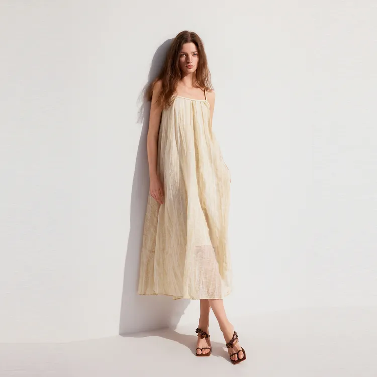 ELLE Slip Dress Women's Light Khaki-4