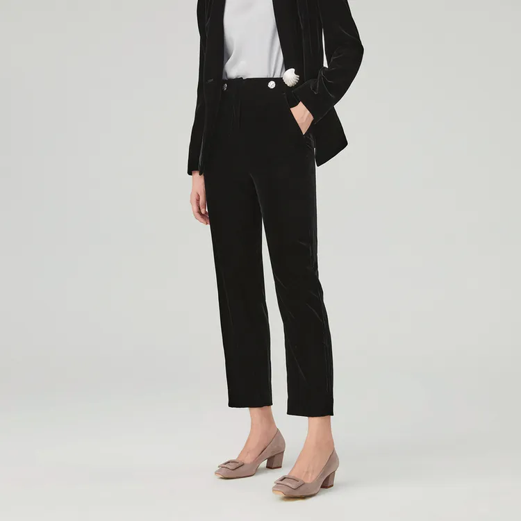 OVV Suit Trousers Women's Black Solid Color A2-2