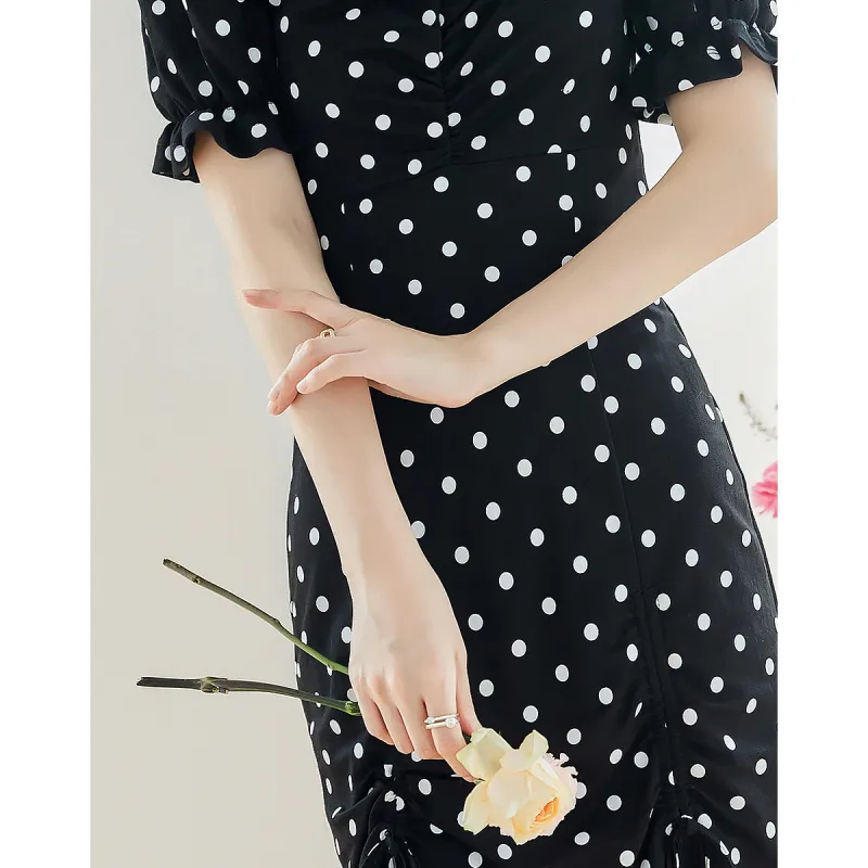 Like The Age Of Water Short Sleeved Dress Women's Black-3