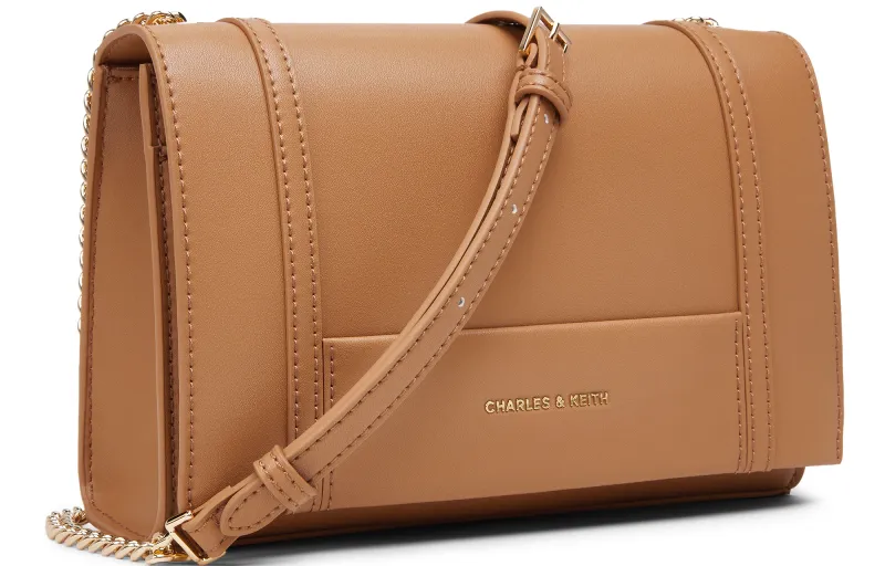 CHARLES&KEITH PU Shoulder Bag Women's Milk White/Tawny-6