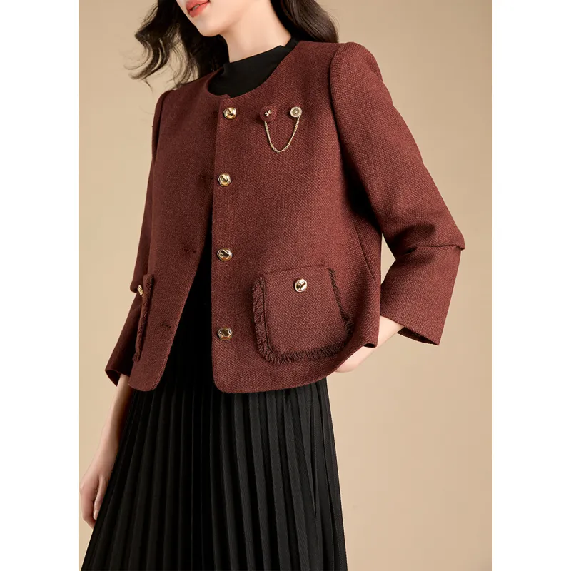 Mylan Cropped Coats Women's Rusty Red Collection Brand Stay Updated With Event Alerts-7